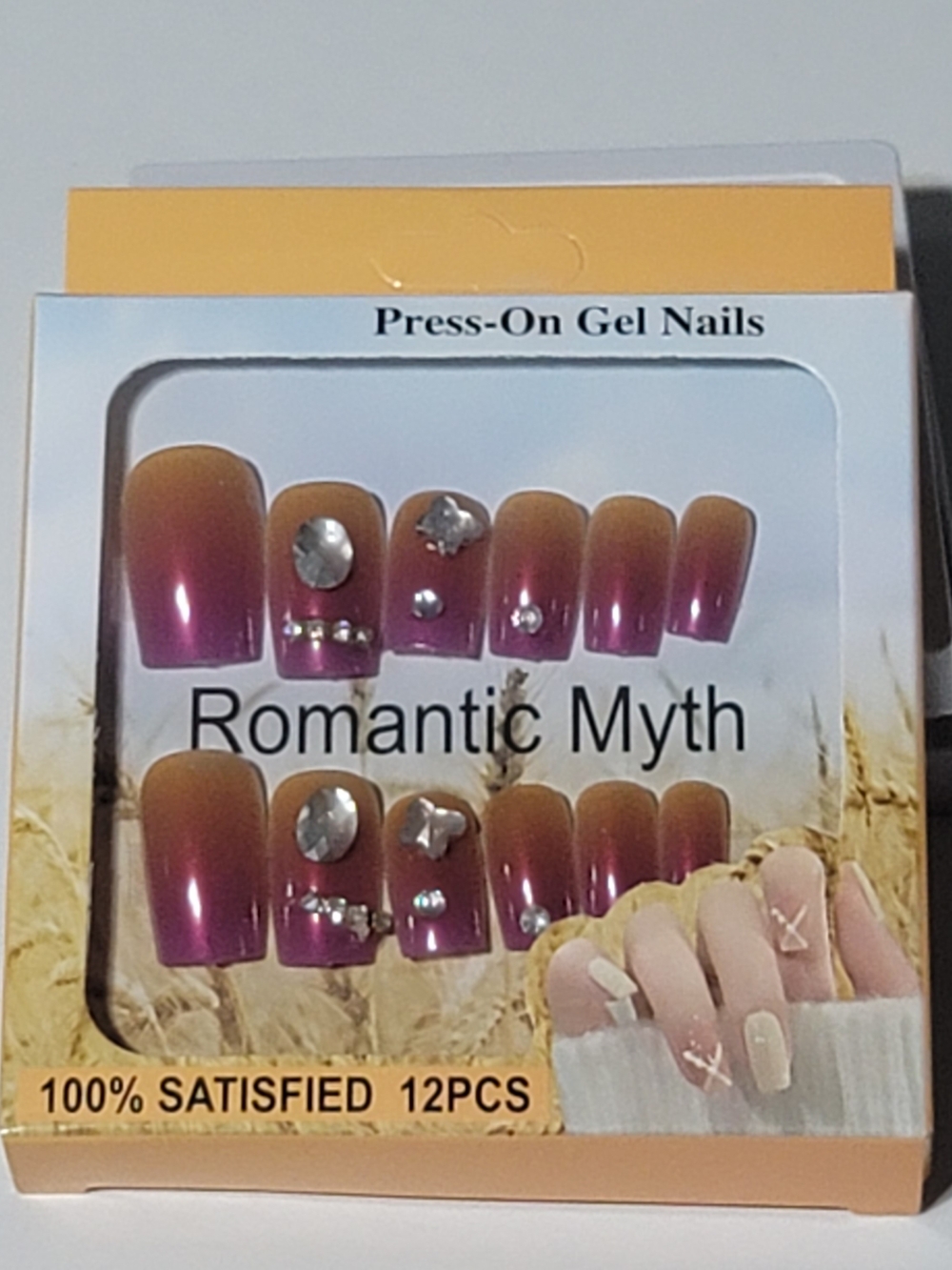 ❤️‍🔥6/$15❤️‍🔥Purple Gradient Press-On Gel Nails with Gems